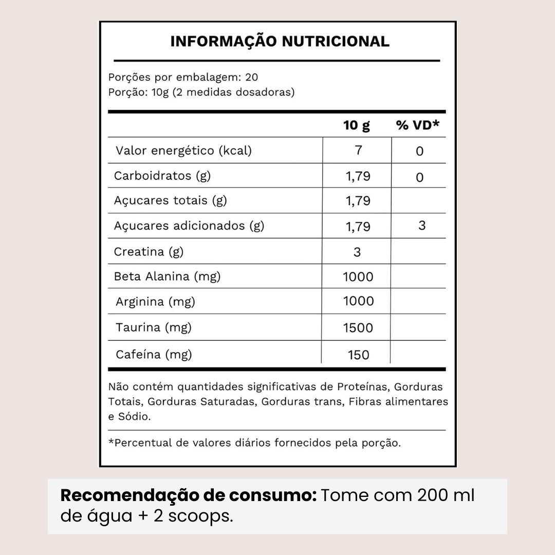 Pré-treino com Creatina Sabor Limão SetYou